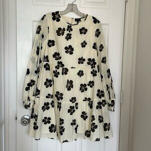 Target WhoWhatWear Black Cream Floral Tiered Babydoll Mini Dress